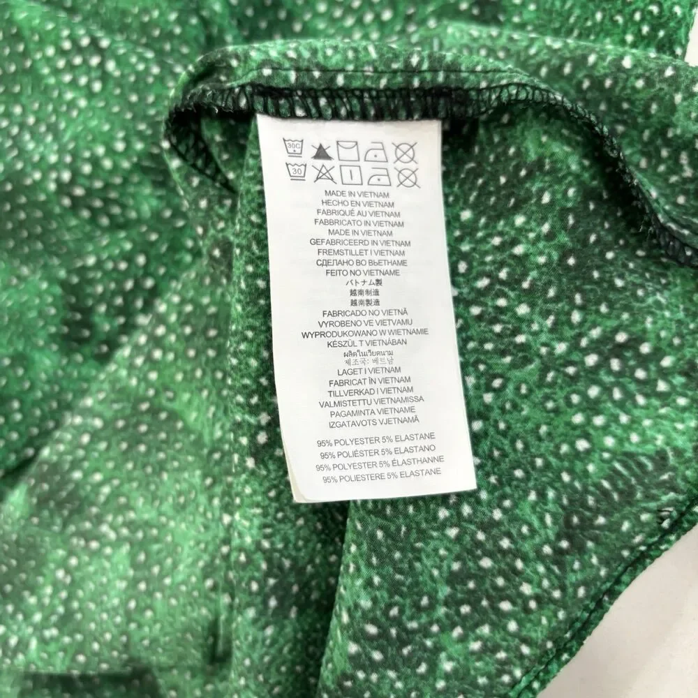 Michael Kors Blouse Womens Size Medium Smocked Peasant Green Shirt Flowy - Picture 9 of 9